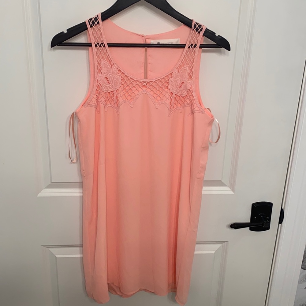 Coral Crochet Shift Dress